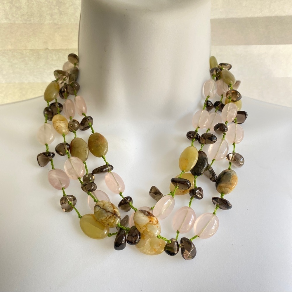 Natural Stone Beads Artisan Made Necklace - Picture 1 of 5